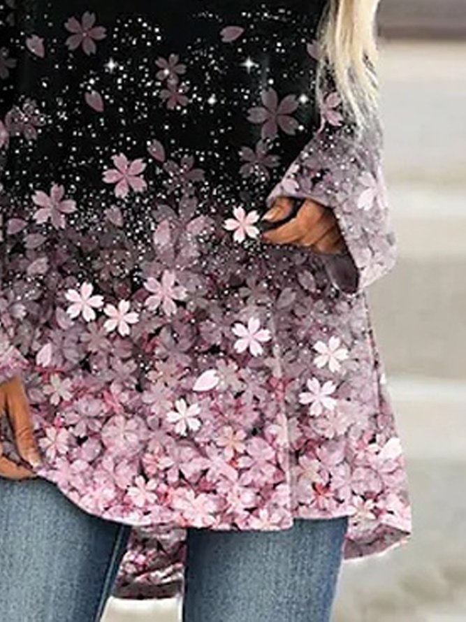 Floral Vacation Crew Neck Shirts & Tops
