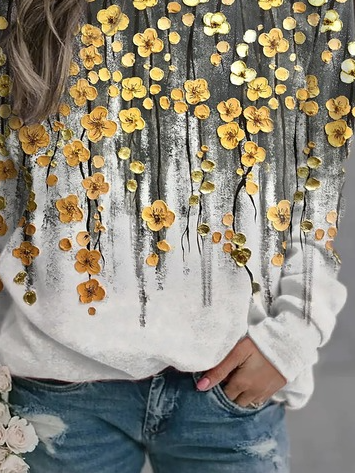 Loosen Floral Casual Sweatshirt