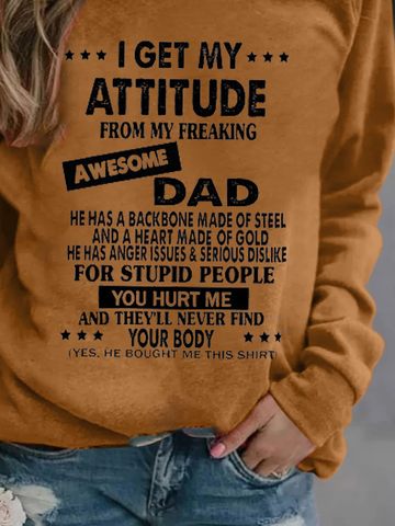 I Get A Awesome Dad Letter Crew Neck Shirt & Top