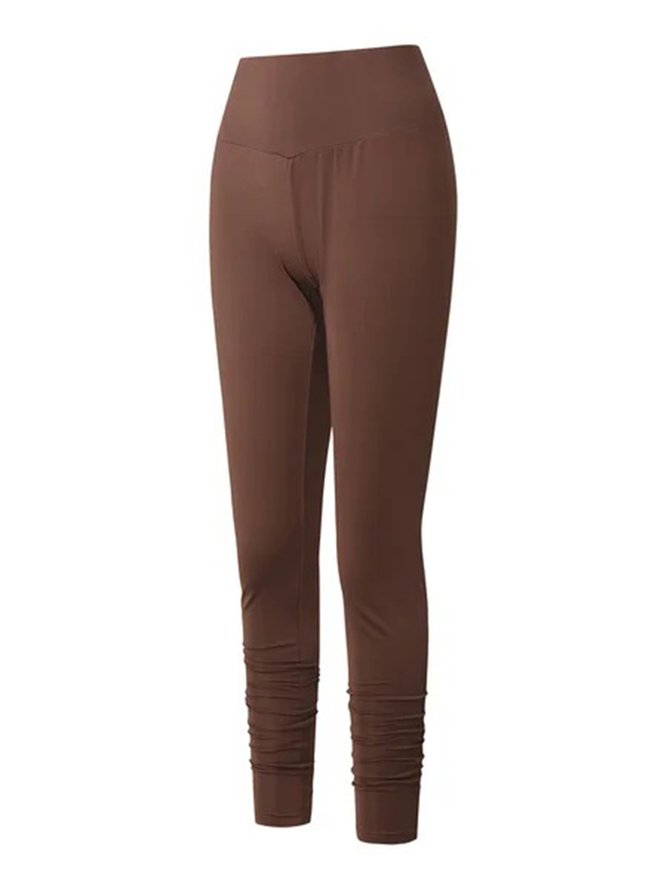 Mid-waist sports style solid color comfortable leggings