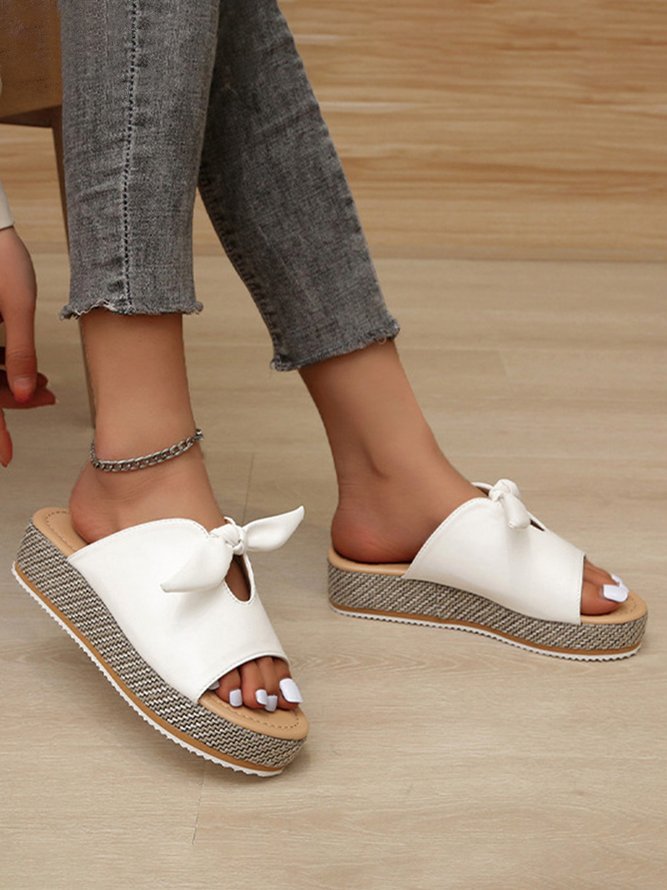European brand straw knitting thick bottom sandalias lady all match platform slides handmade 