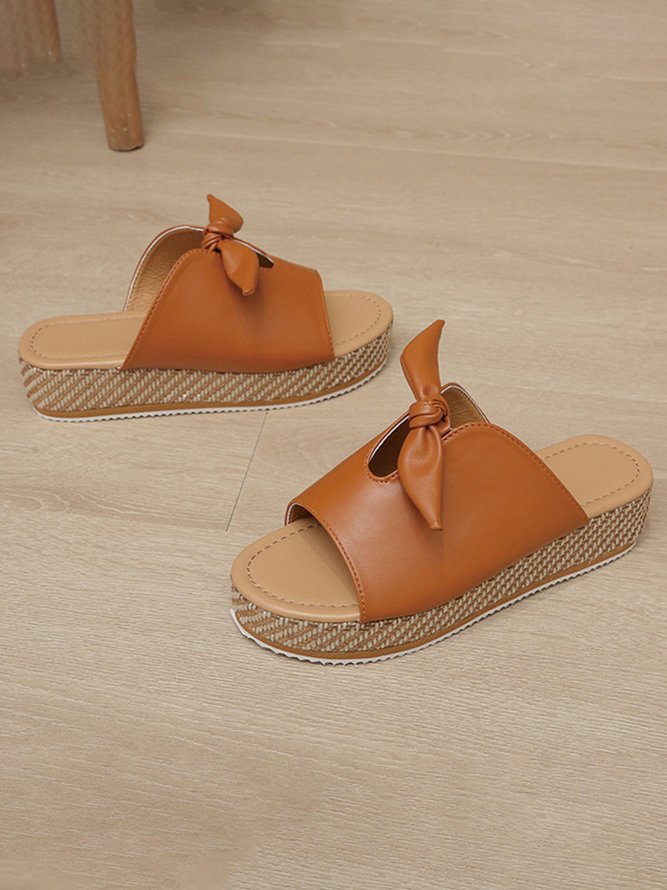 Bow Straw Platform Slides | Shoes | Anniecloth Slippers Vacation Round Toe Black Platform 