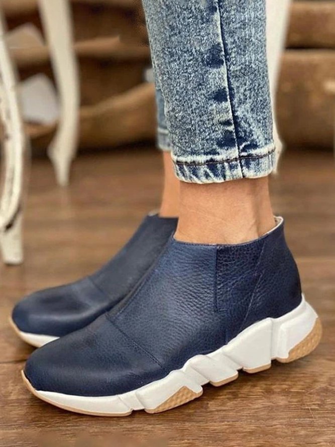 Casual Plain Zipper Sneakers
