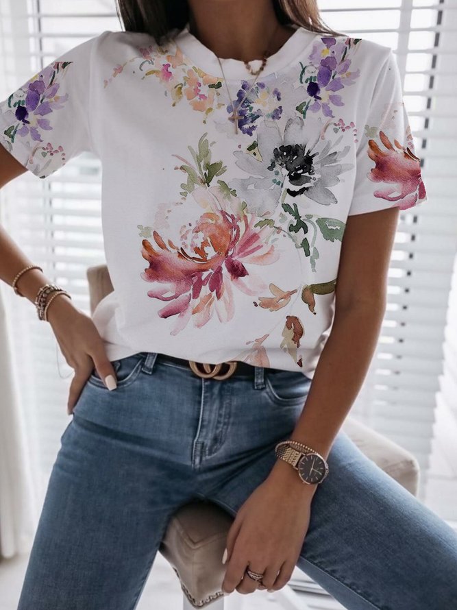 Mother's Day themed floral print spring new hot women's T-shirt