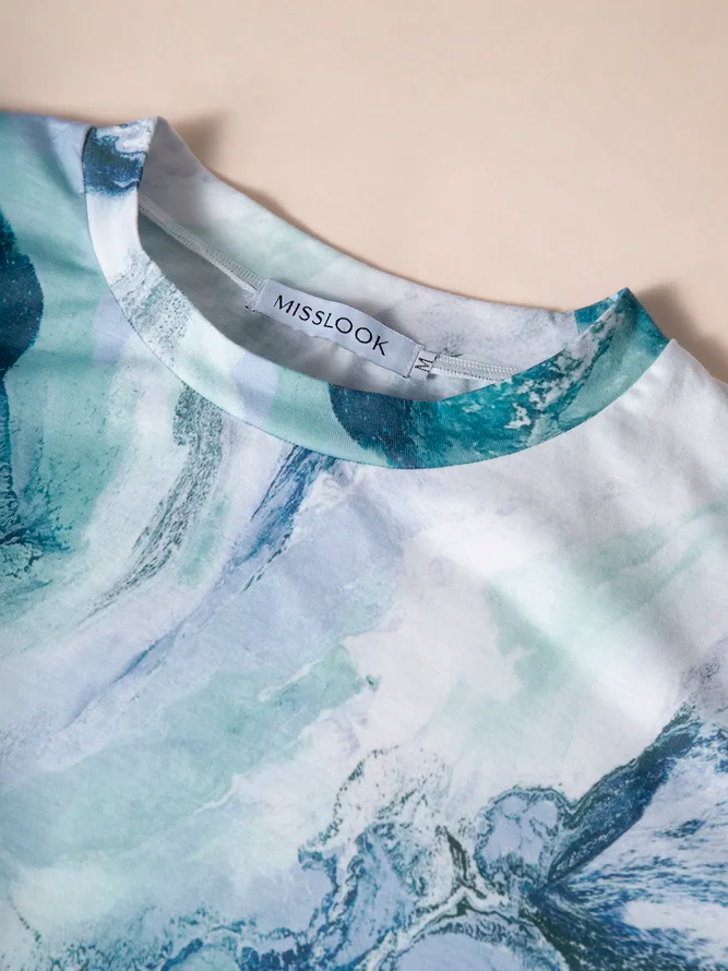 Short Sleeve Casual Floral-Print  T-shirt