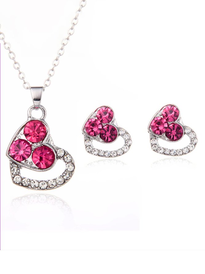 Heart Colored Diamond Earrings and Necklace Set