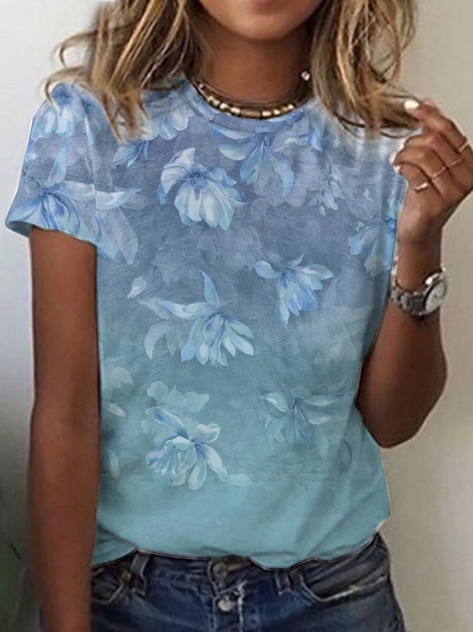Floral print holiday blouse T-shirt