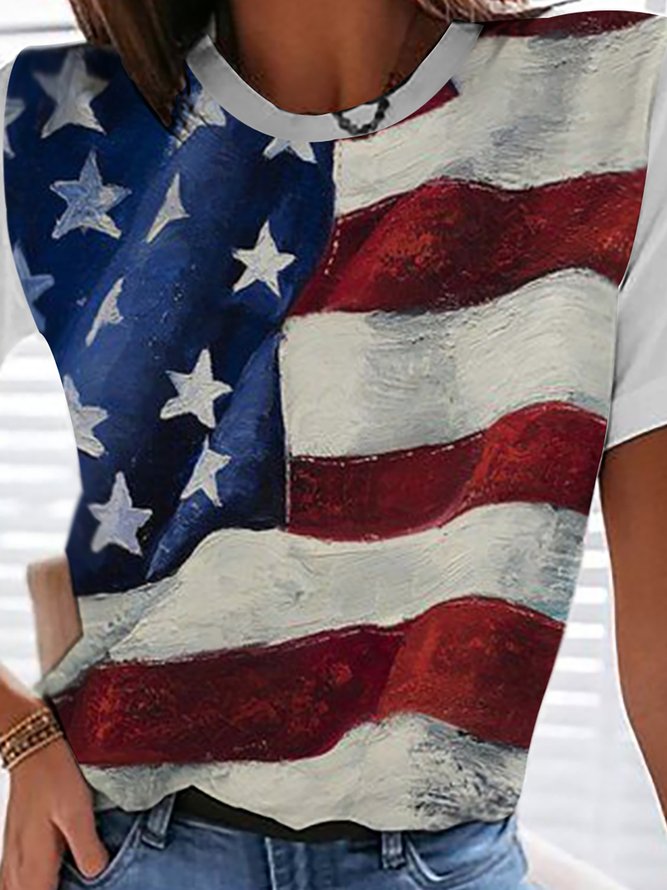 Womens casual Fourth of July American flag print top
