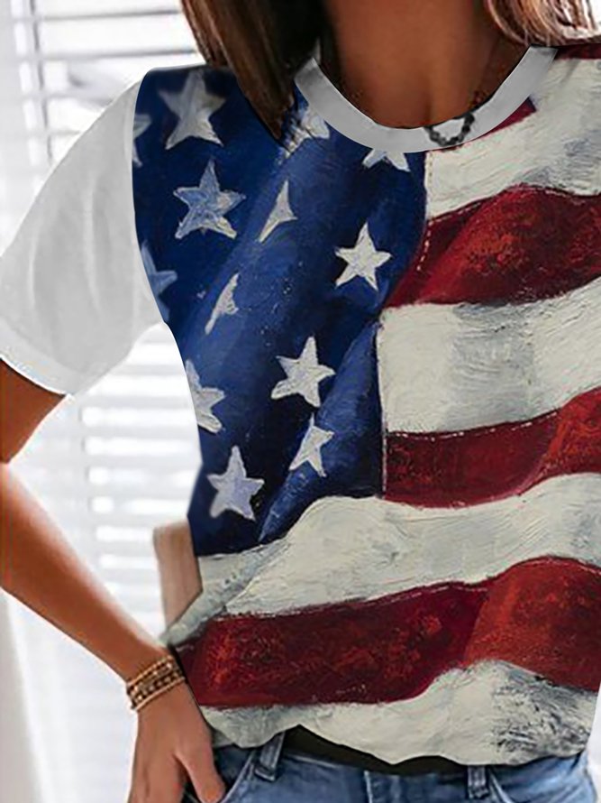 Womens casual Fourth of July American flag print top