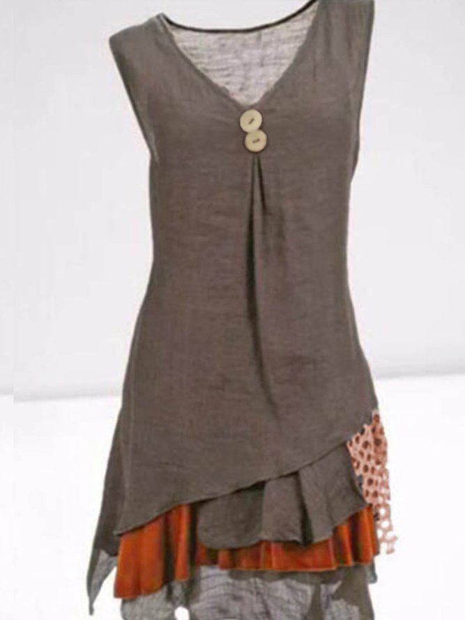 Women's Mini Dress Cotton Dress Hem Paneled Dress