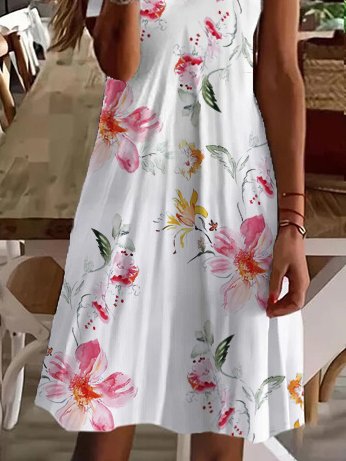 Women's Casual Floral Short Sleeve Knit Dress
