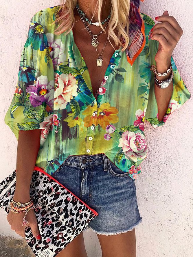 Casual Shift Printed Blouse