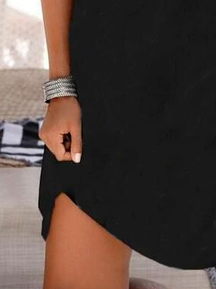 Plain Regular Fit Short Sleeve Knit Dress