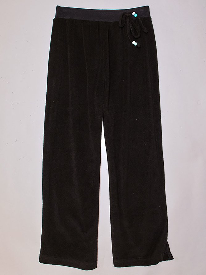 Vacation Casual Loose Soft Solid Elastic Waist Knit Capris Pants