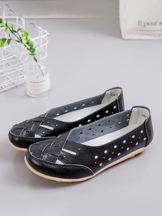 Hollow Leather Soft Sole Shoes