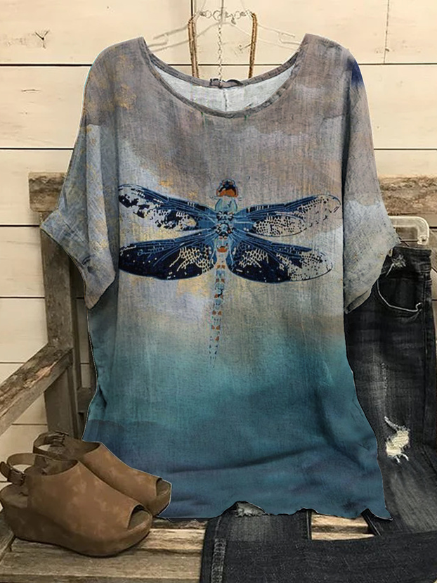 BOHO gradient Dragonfly loose top