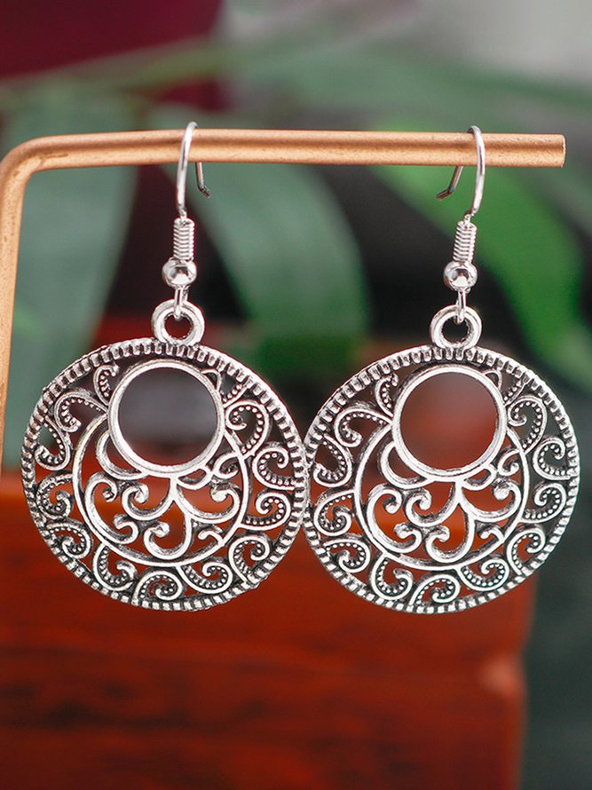 Boho Openwork Ethnic Pattern Earrings Vintage Jewelry