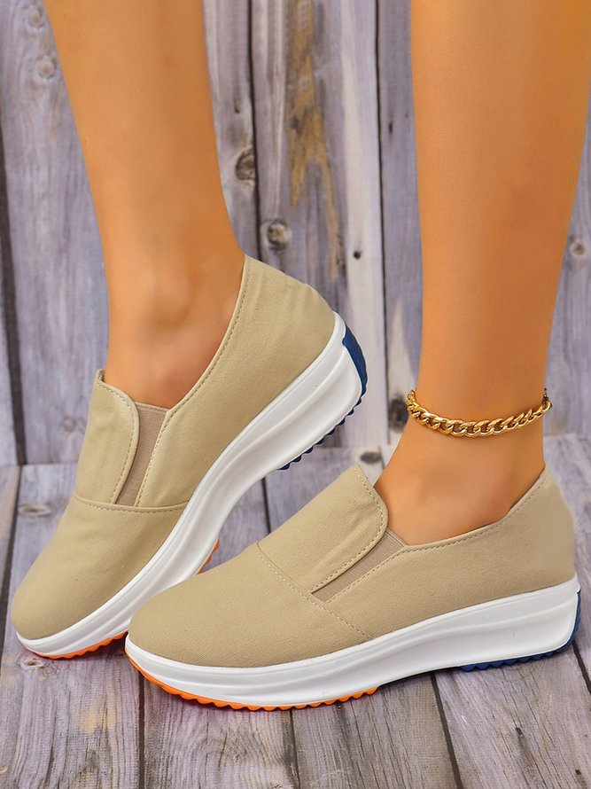 Solid Color Canvas Lightweight Height-enhancing Casual Sneakers