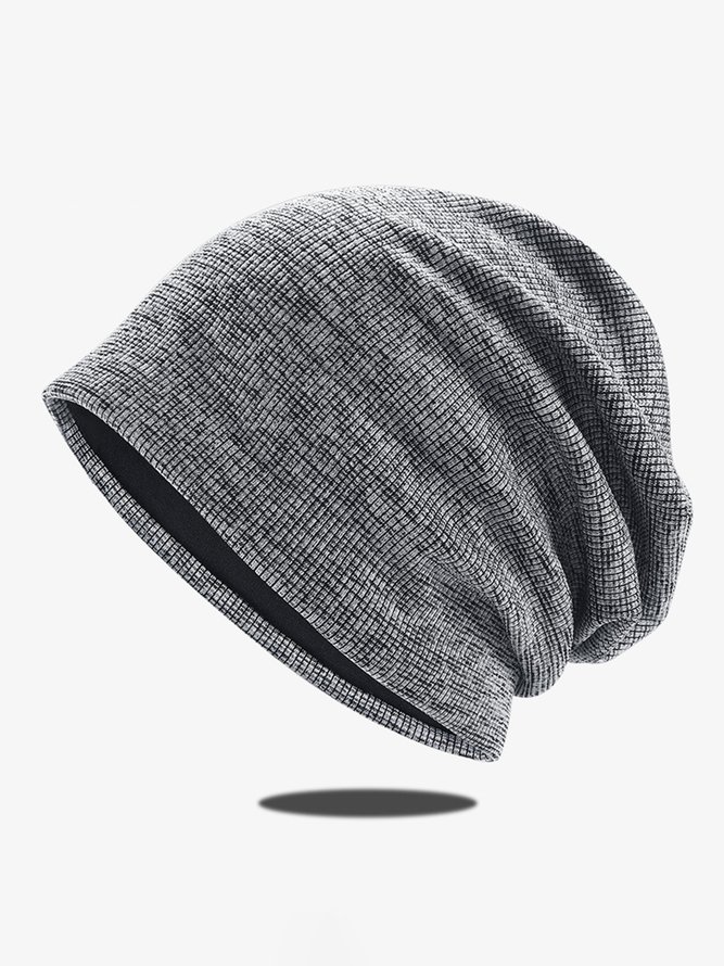 Simple Striped Knitted Pullover Cap Warm Windproof