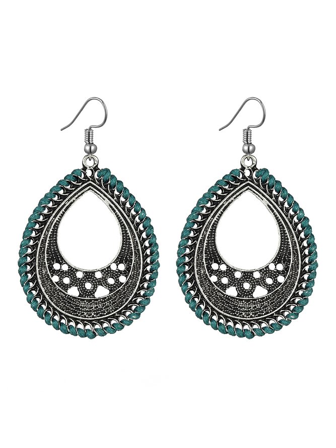 Vintage Ethnic All Season Hollow out Daily Metal Vintage Style Dangle Braid Earrings for Women