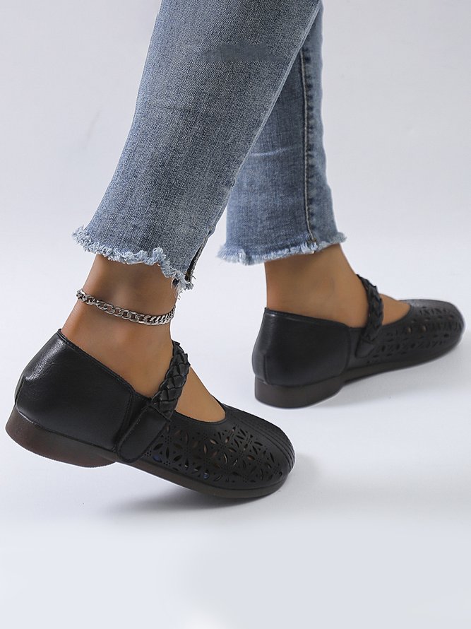 Soft Sole Breathable Hollow Mary Jane Leather Shoes