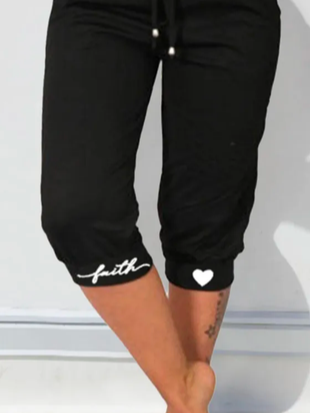 Text Letters Simple Casual Pants