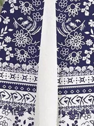 Casual Ethnic Floral Patchwork Design Crew Neck Knit Dress