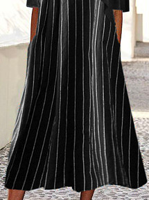 Striped Loose Cotton-Blend Dresses