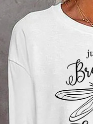Casual Dragonfly Graphic Design Crew Neck Knit Long Sleeve T-Shirt