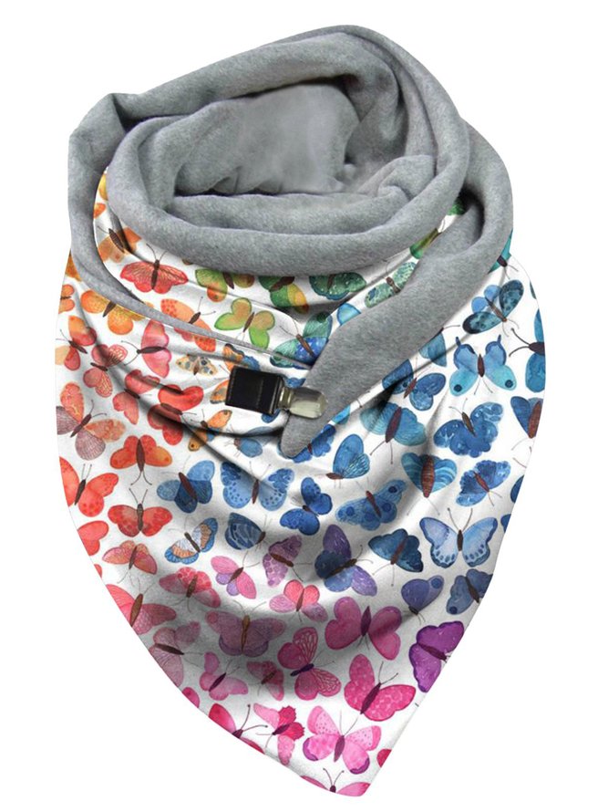 Vintage Winter Butterfly Printing Daily Best Sell Polyester Cotton Scarf Regular Scarf for Women