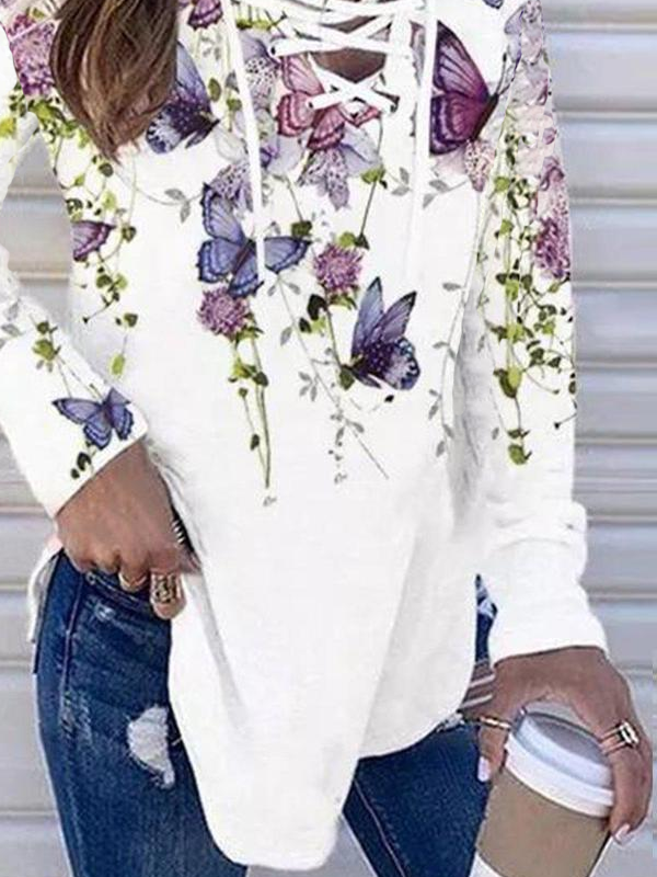 V Neck Casual Butterfly Top