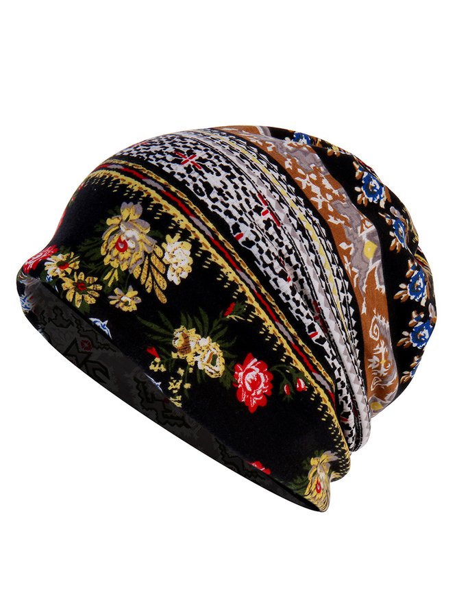 Vintage Paisley All Season Printing Household Vintage Style Polyester Cotton Turban Regular Hat for Women
