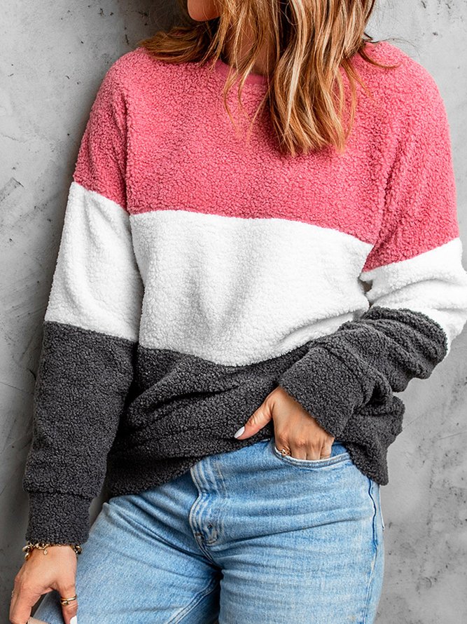Women Striped Casual Autumn Split Joint Micro-Elasticity Loose Regular H-Line Regular Size Sweatshirts