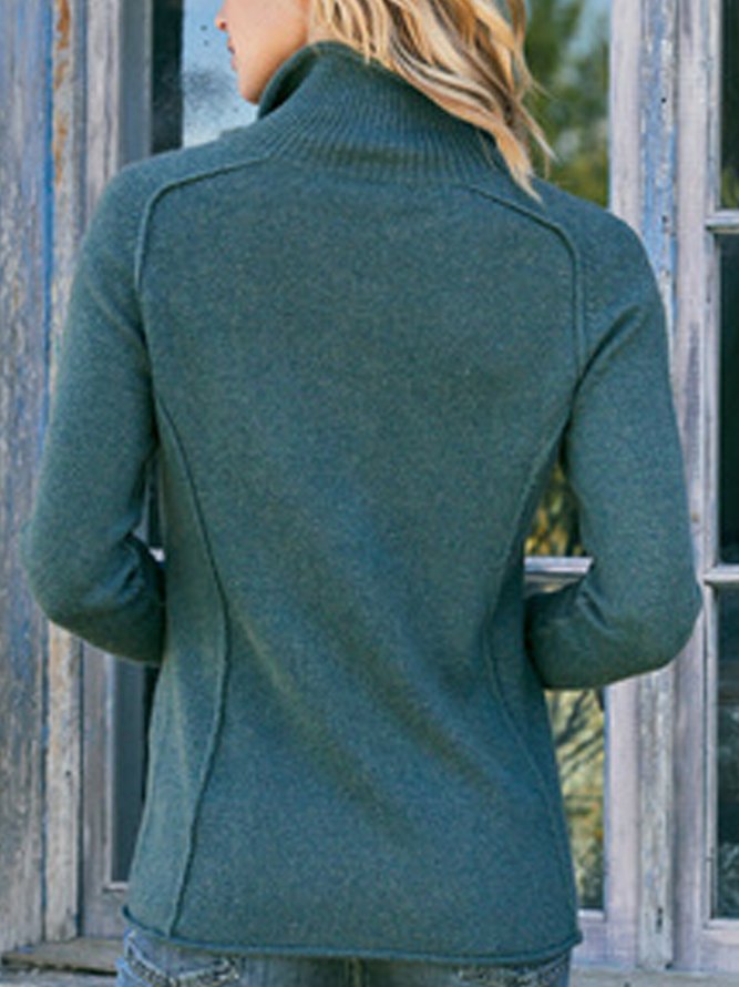 Women Plain Simple Autumn Micro-Elasticity Regular Fit Pullover Long sleeve Regular Regular Size Sweater