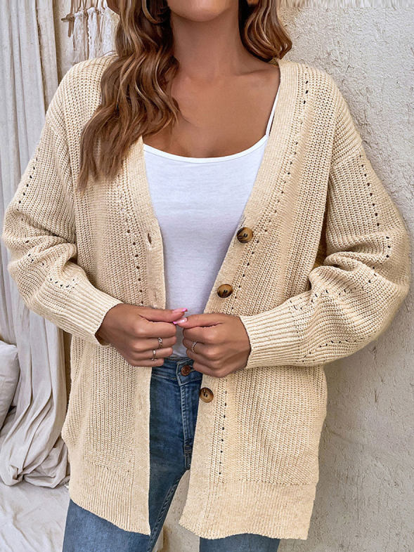 Casual Plain Winter V neck Natural Micro-Elasticity Loose Wool/Knitting Regular Sweater coat for Women