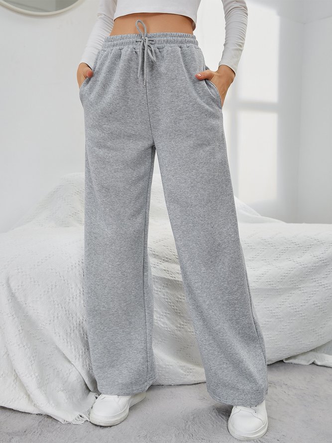 Women Casual Plain Autumn Heavyweight Household Loose Straight pants H-Line Regular Size Casual Pants