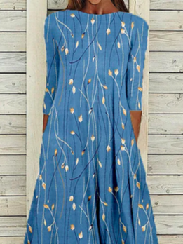 Women's Maxi Dress Floral Dress Polyester Daily Regular Fit