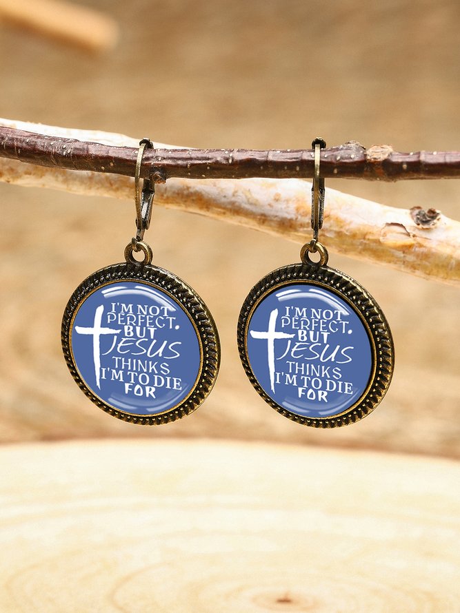 I’m Not Perfect Phrase Letters Gemstone Earrings