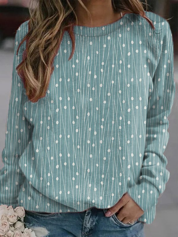 Polka Dots Casual Long sleeve Sweatshirt