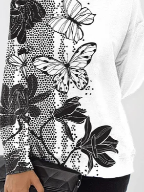 Crew Neck Casual Butterfly Sweatshirts