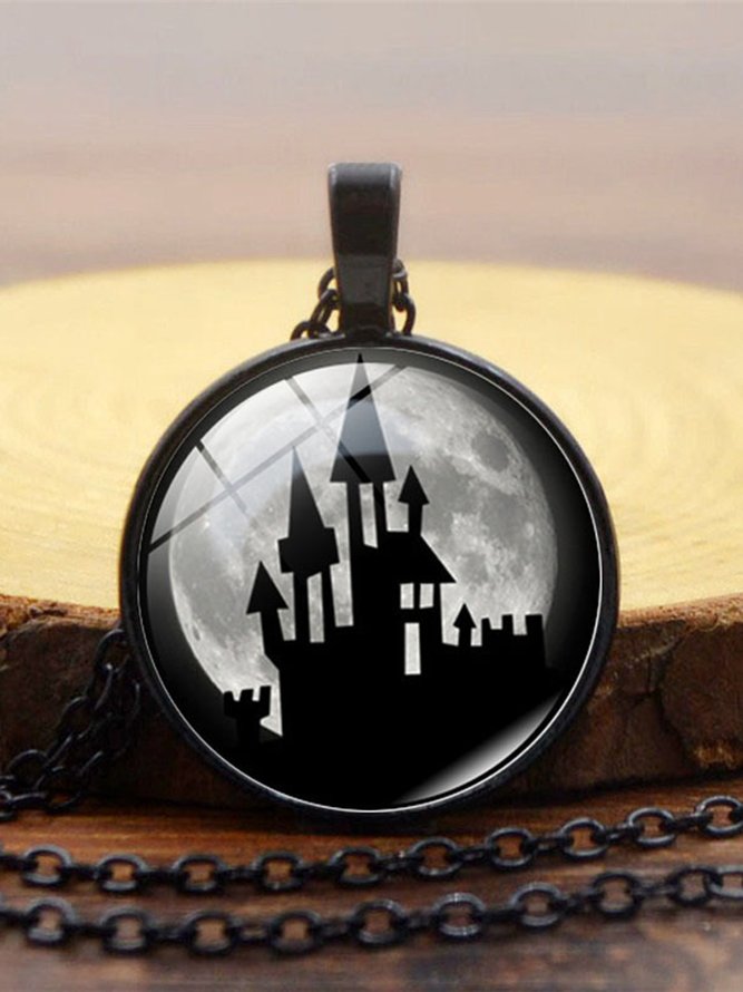 Halloween Castle Pattern Time Stone Luminous Necklace
