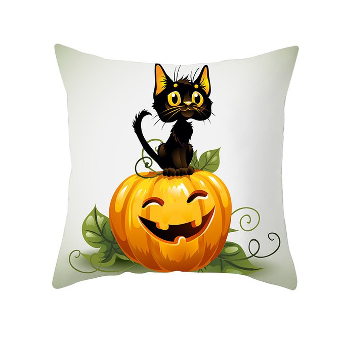 Halloween Pumpkin Cat Print Home Pillow Cushion Cover 45*45