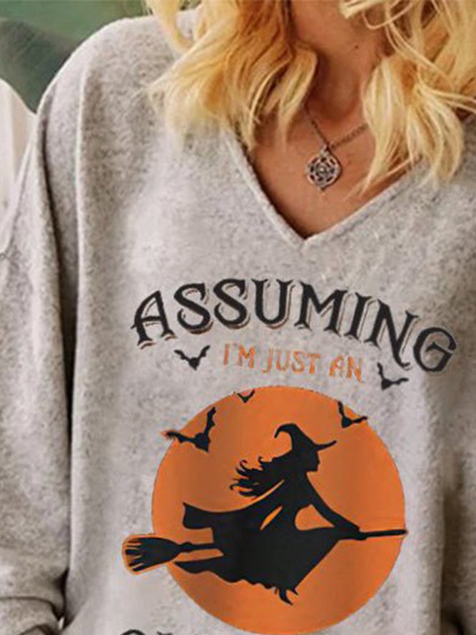 Halloween Text Letters Casual Tops