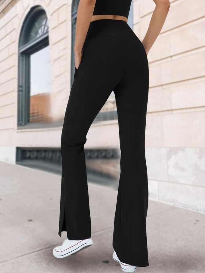 Casual Plain Autumn Polyester High Waist Daily Loose H-Line Regular Casual Pants for Women