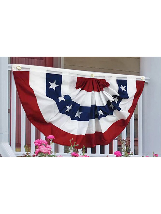 USA Pleated Fan Flag American US Bunting Flag Patriotic Half Fan Banner Flag with Canvas Header and Brass Grommets