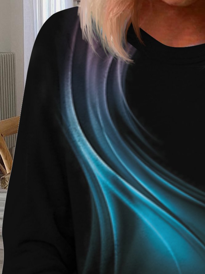 Casual Ombre Autumn Spandex Micro-Elasticity Loose Long sleeve Regular H-Line Sweatshirt for Women