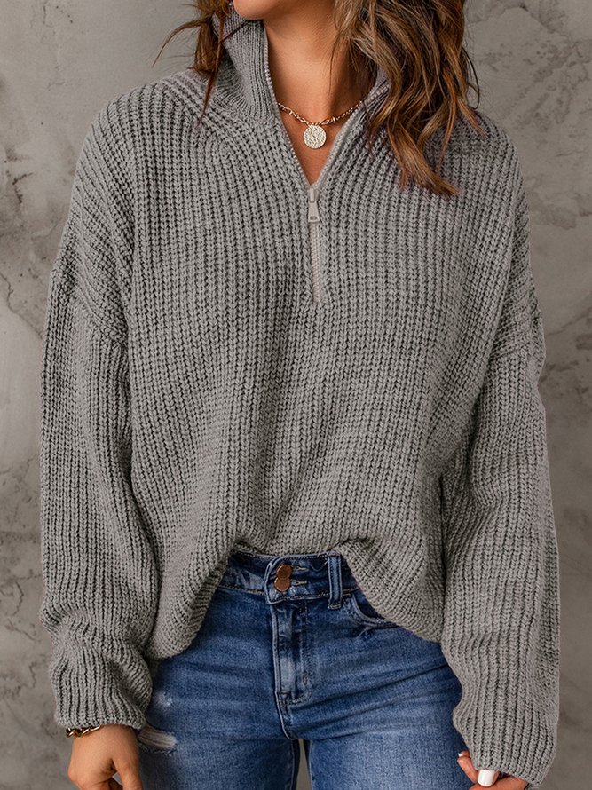 Zipper Pullover loose sweater