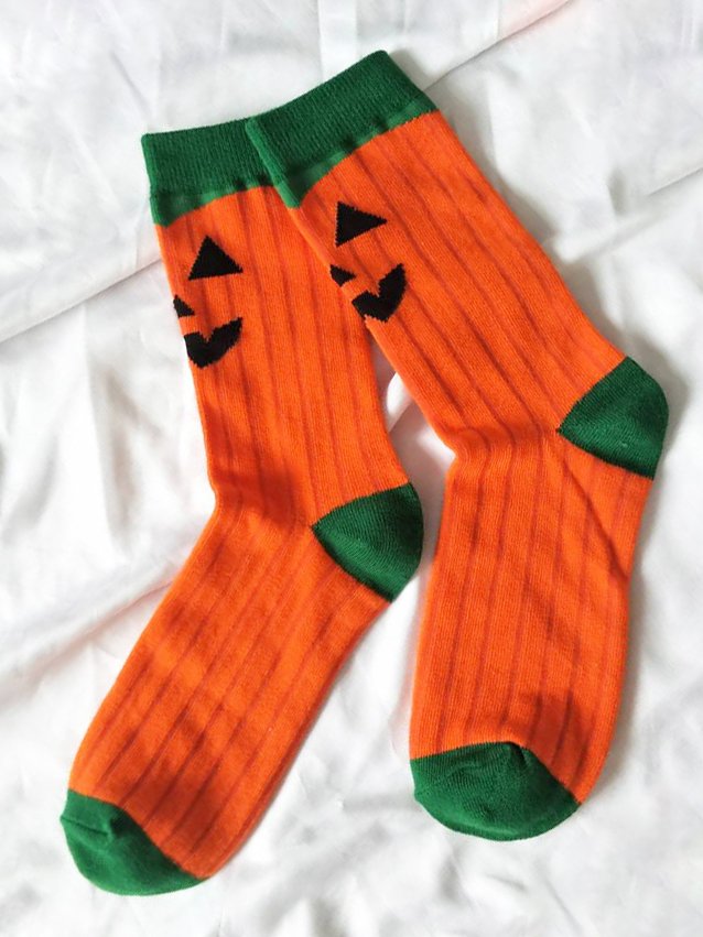 Women Casual All Season Halloween Printing Commuting Best Sell Polyester Cotton Over the Calf Socks Regular Socks