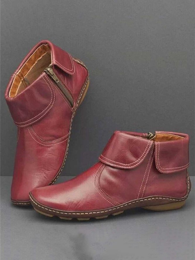 Women Casual Plain All Season Zipper Round Toe Rubber Non-Slip Classic Boots Boots