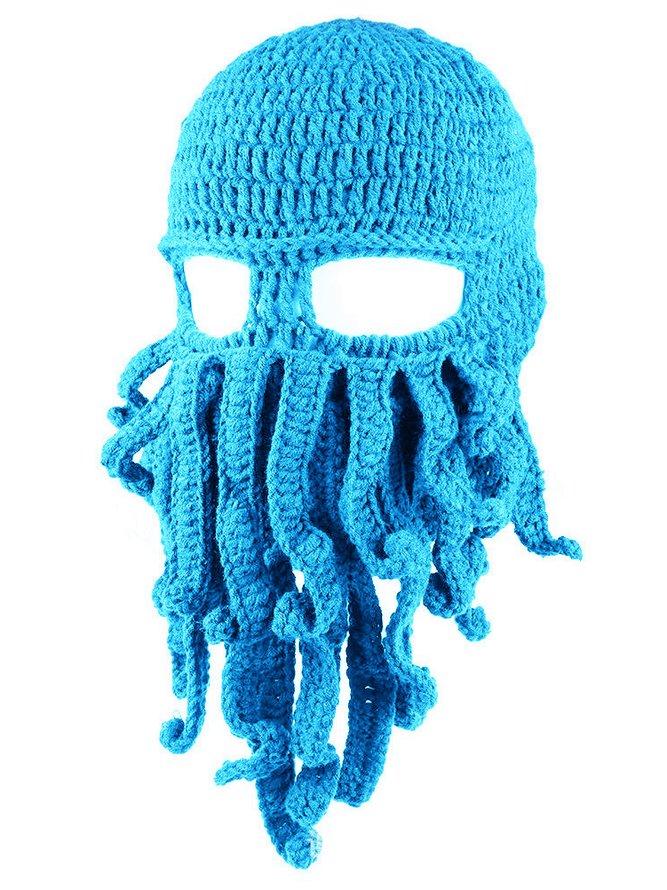 Halloween Fun Hand Knitted Beanie Funny Octopus Decoration